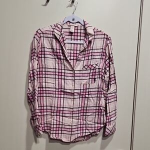 Victoria's Secret Pink Plaid Long-Sleeve Pajama Set